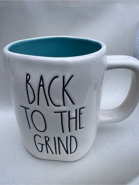 Rae Dunn White Mug with Teal Interior - Back to the Grind